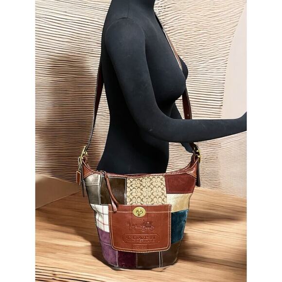 Y2K Coach 11356 Bleecker Holiday Patchwork Duffle & Wristlet - Picture 11 of 16